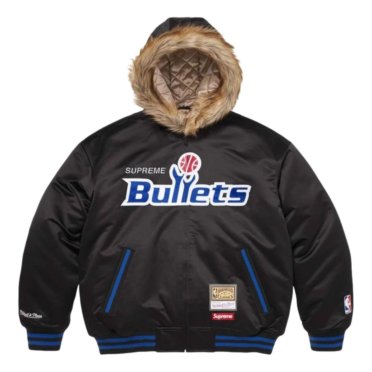 Supreme x Mitchell & Ness SS26 Teams Hooded Satin Varsity Jacket 'Black' SUP-SS26-285-BLK