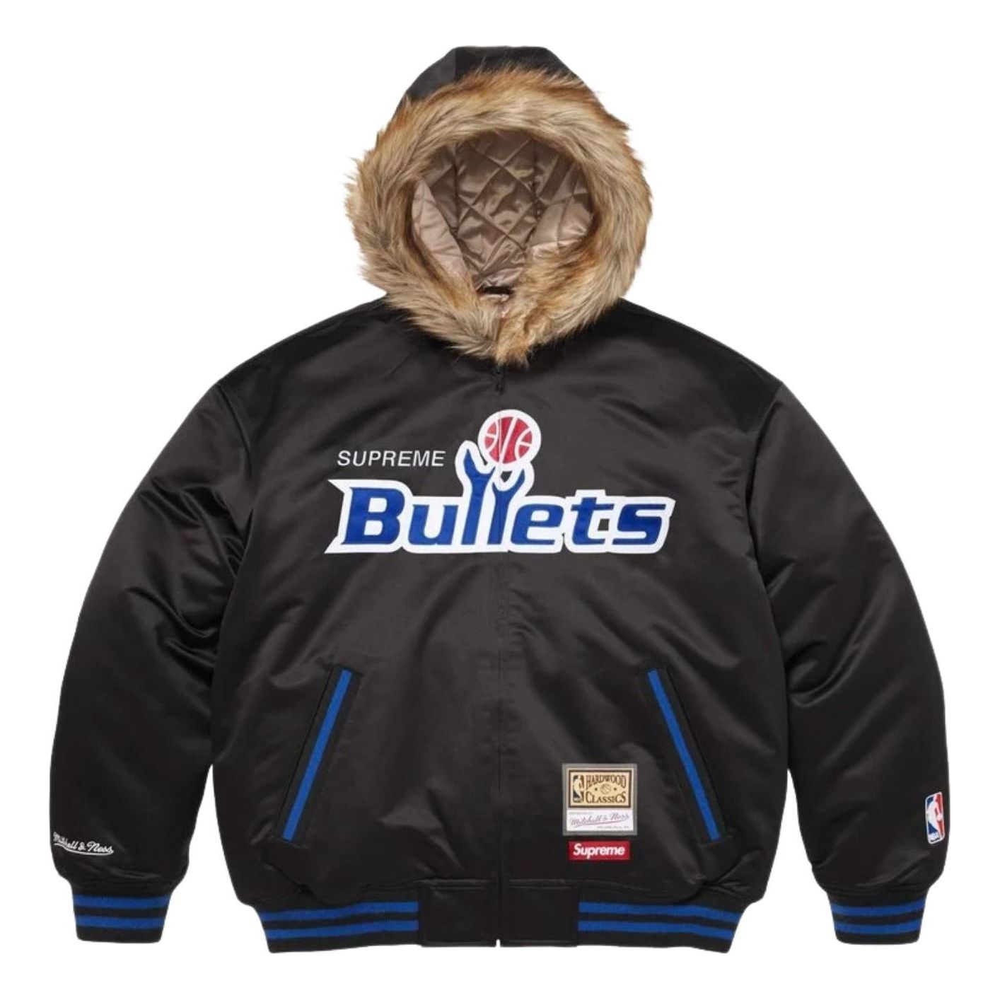 Supreme x Mitchell & Ness SS26 Teams Hooded Satin Varsity Jacket 'Black' SUP-SS26-285-BLK