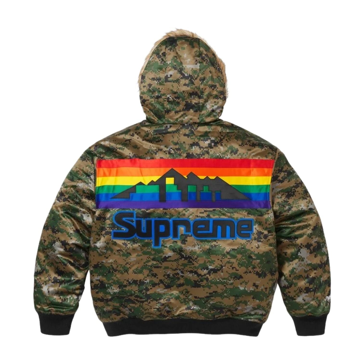 Supreme x Mitchell & Ness SS26 Teams Hooded Satin Varsity Jacket 'Digi Camo' SUP-SS26-285-CMO