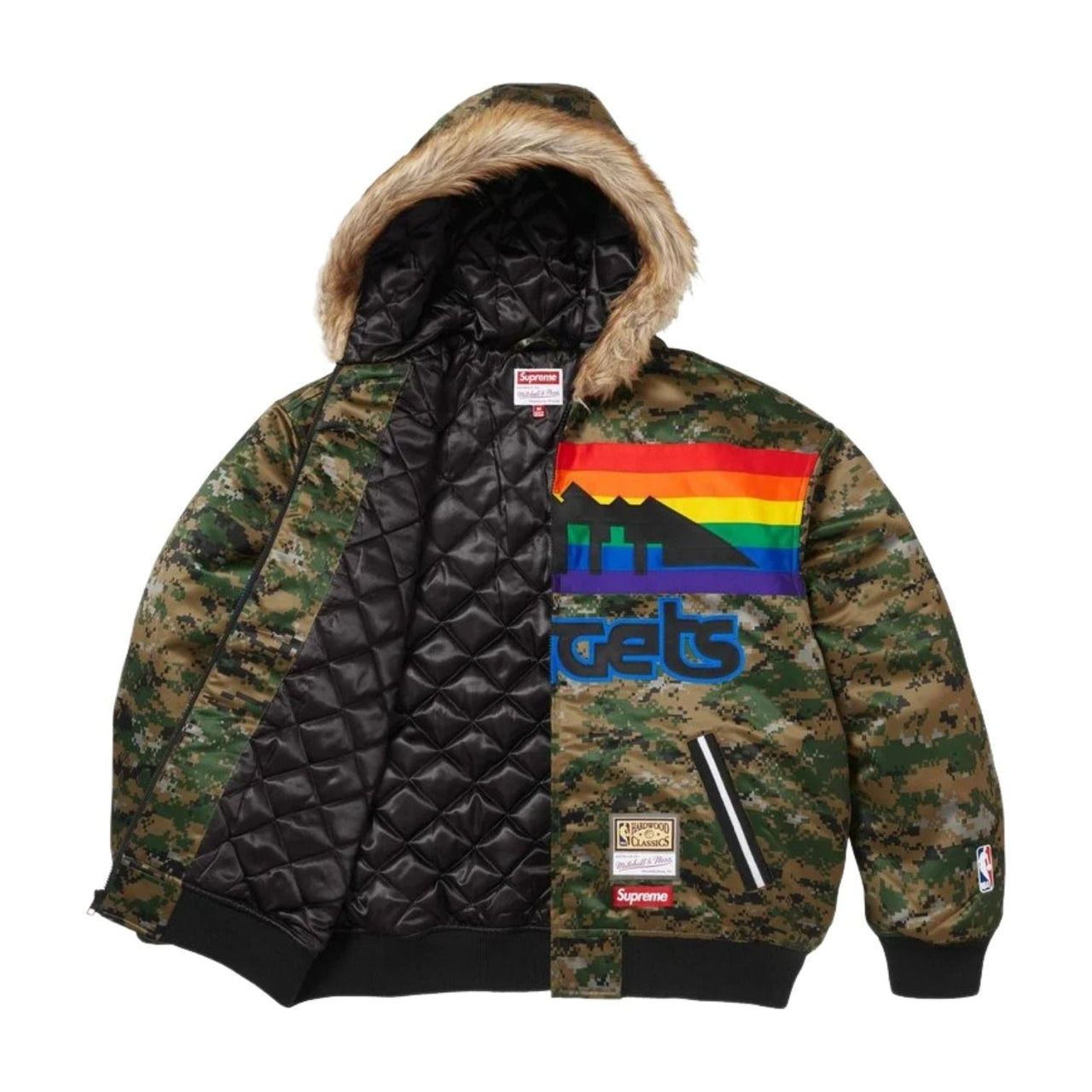Supreme x Mitchell & Ness SS26 Teams Hooded Satin Varsity Jacket 'Digi Camo' SUP-SS26-285-CMO