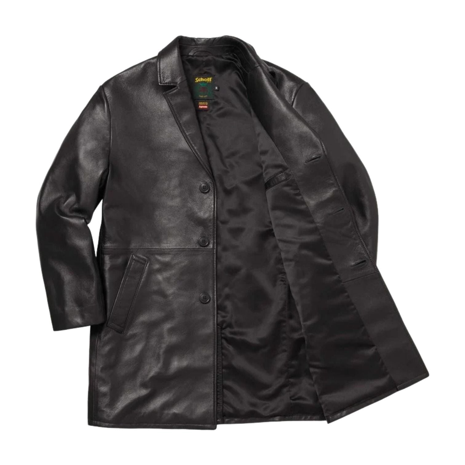 Supreme x Schott SS26 Leather Overcoat 'Black' SUP-SS26-183