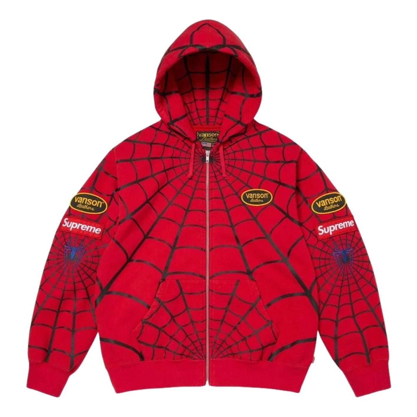 Supreme x Vanson Leathers SS26 Spider-Man Zip Up Hooded Sweatshirt 'Red' SUP-SS26-301-RED