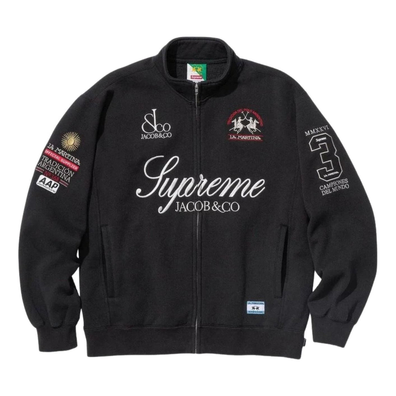 Supreme x La Martina SS26 Zip Up Sweatshirt 'Black' SUP-SS26-318-BLK