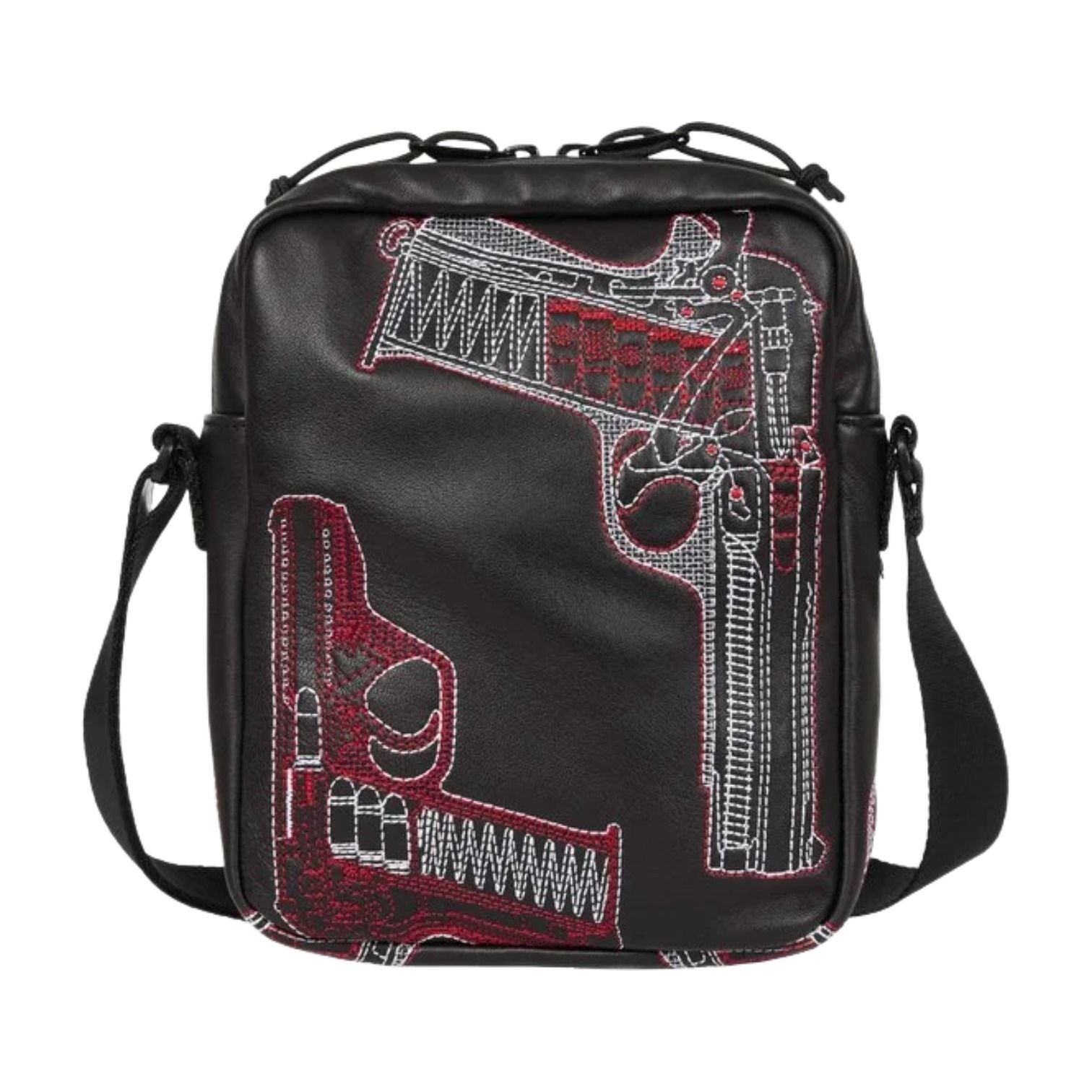 Supreme SS26 Guns Embroidered Leather Shoulder Bag 'Black' SS26B33-BLACK