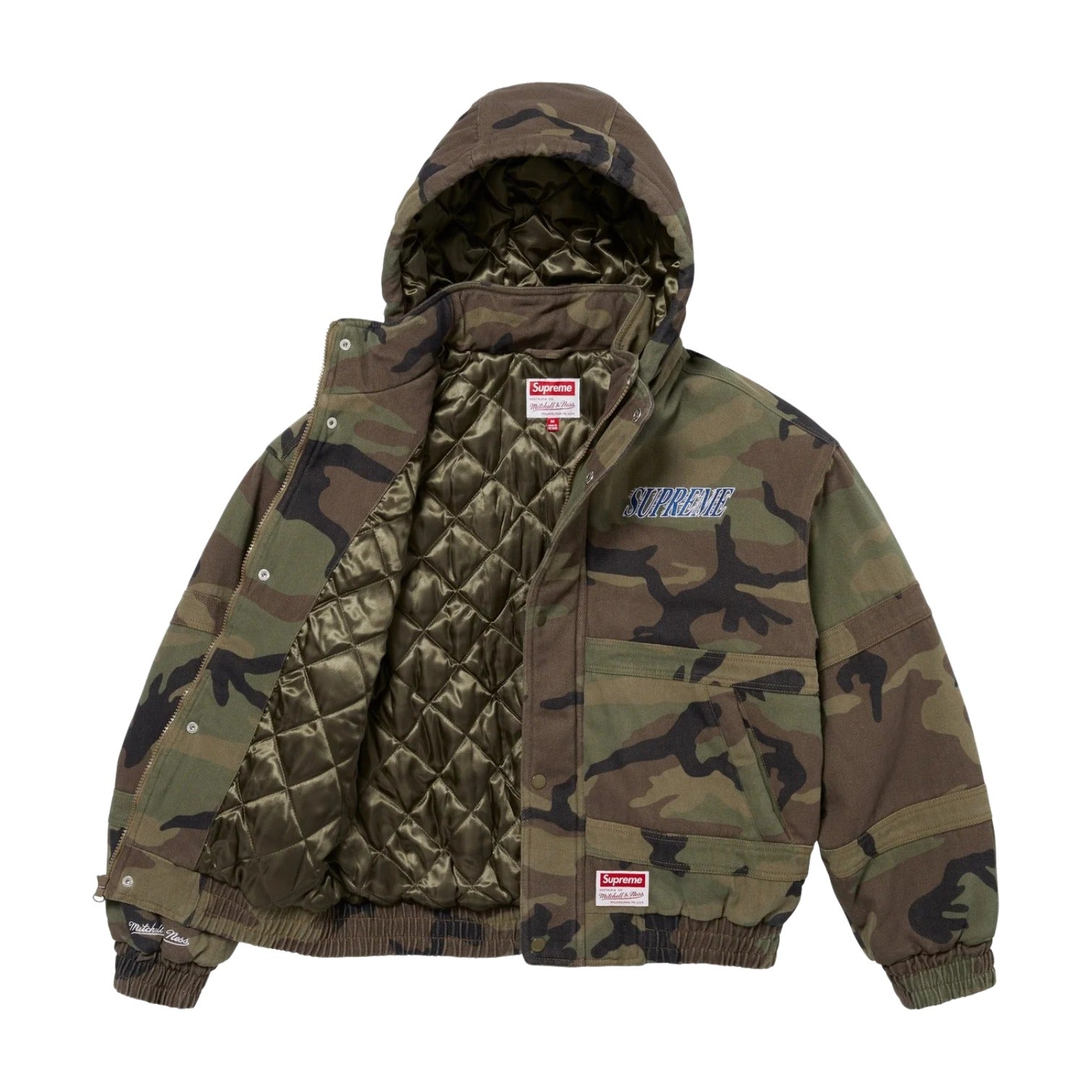 Supreme x Mitchell & Ness Twill Stadium Jacket 'Woodland Camo' FW24J106-WOODLAND-CAMO