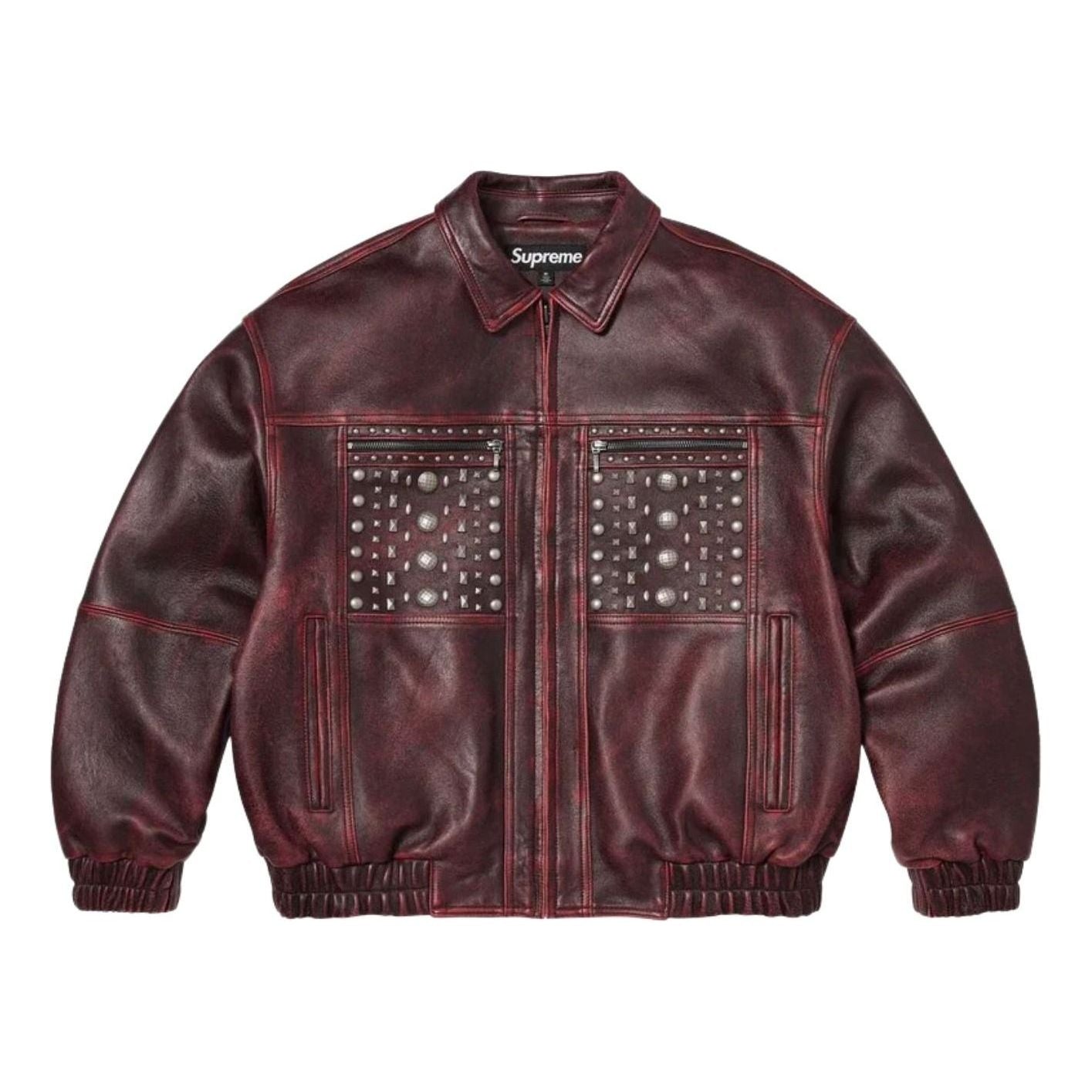 Supreme SS26 Multi Studded Leather Jacket 'Burgundy' SUP-SS26-353-BGD