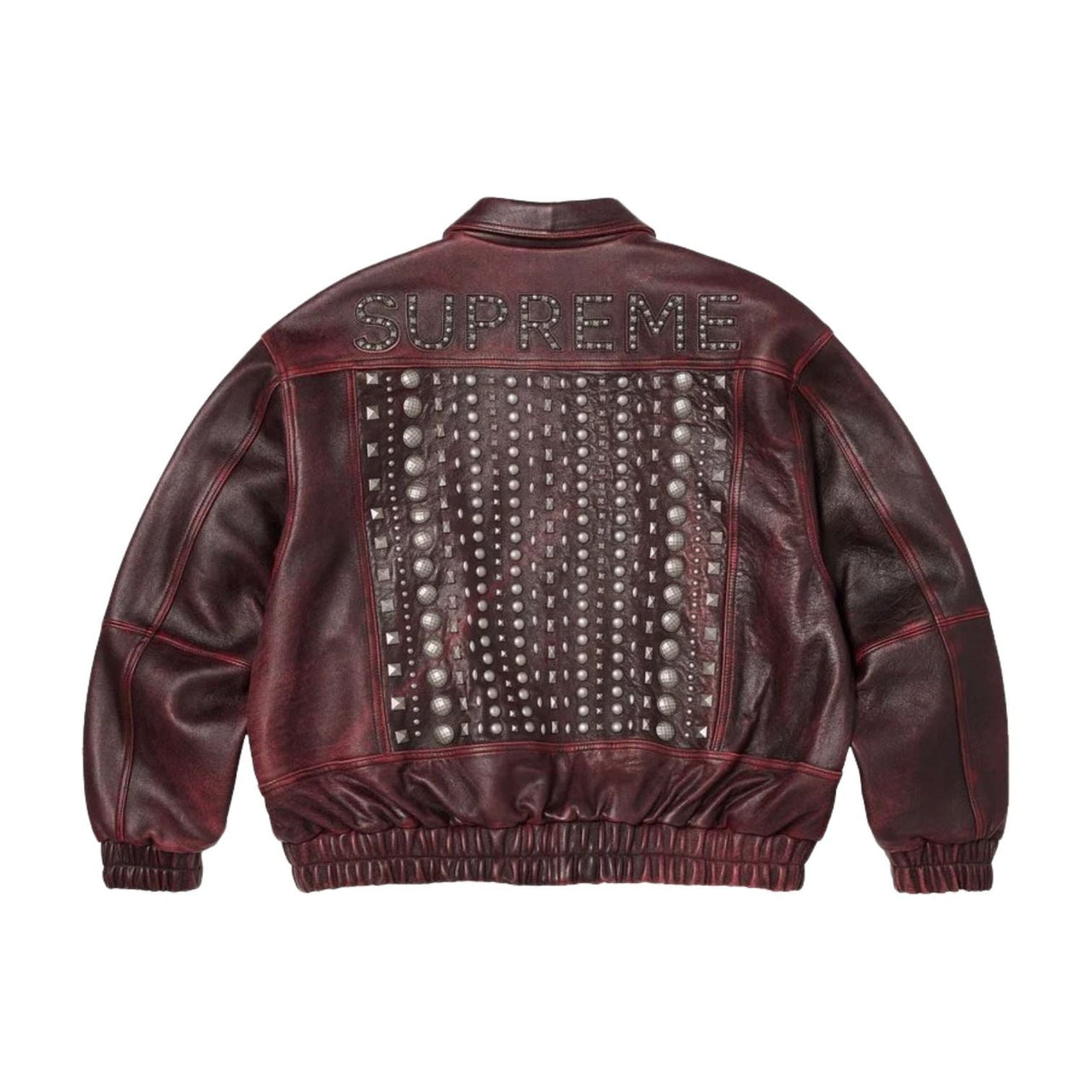 Supreme SS26 Multi Studded Leather Jacket 'Burgundy' SUP-SS26-353-BGD