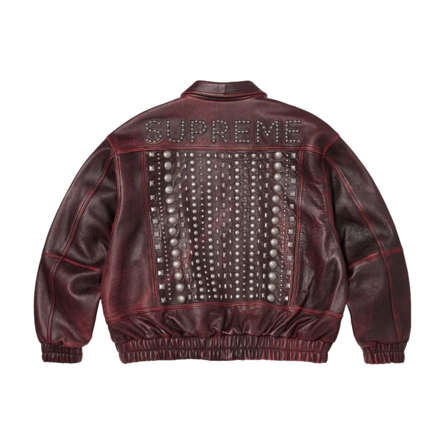 Supreme SS26 Multi Studded Leather Jacket 'Burgundy' SUP-SS26-353-BGD