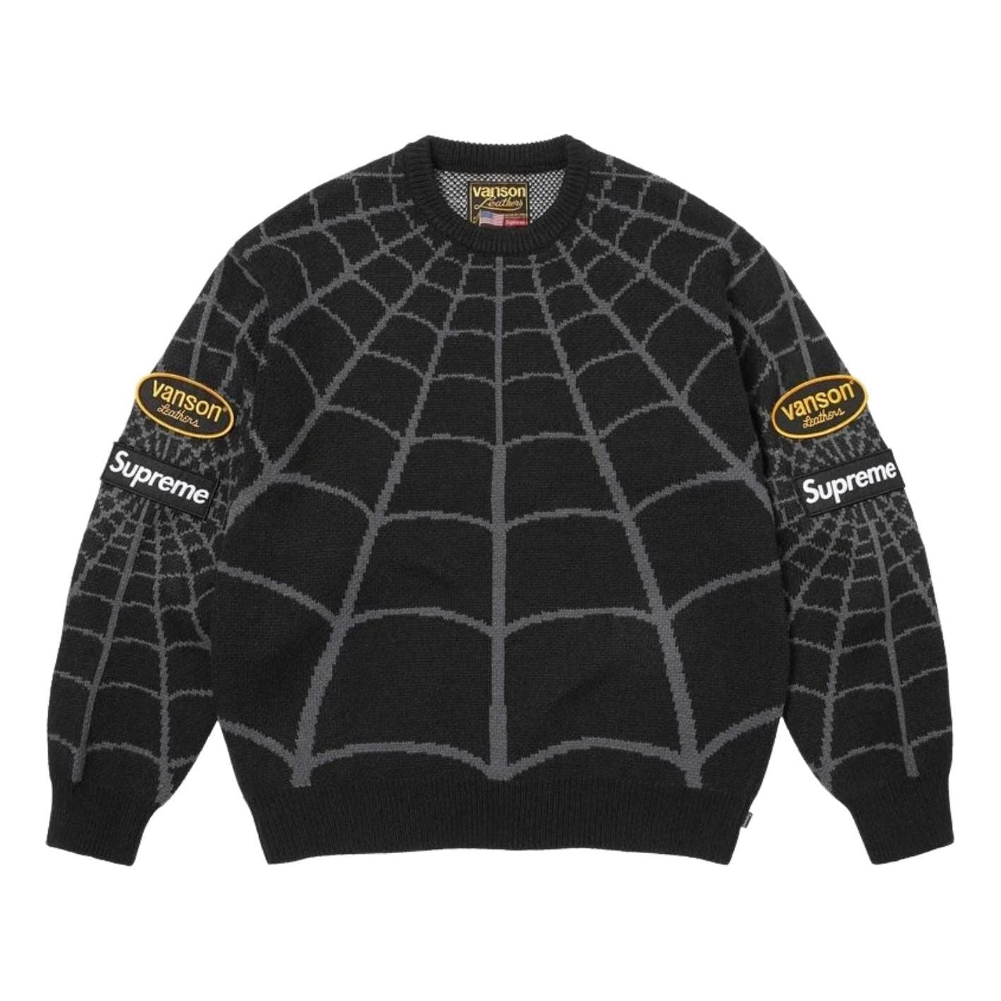 Supreme x Vanson Leathers SS26 Spider-Man Sweater 'Black' SUP-SS26-302-BLK