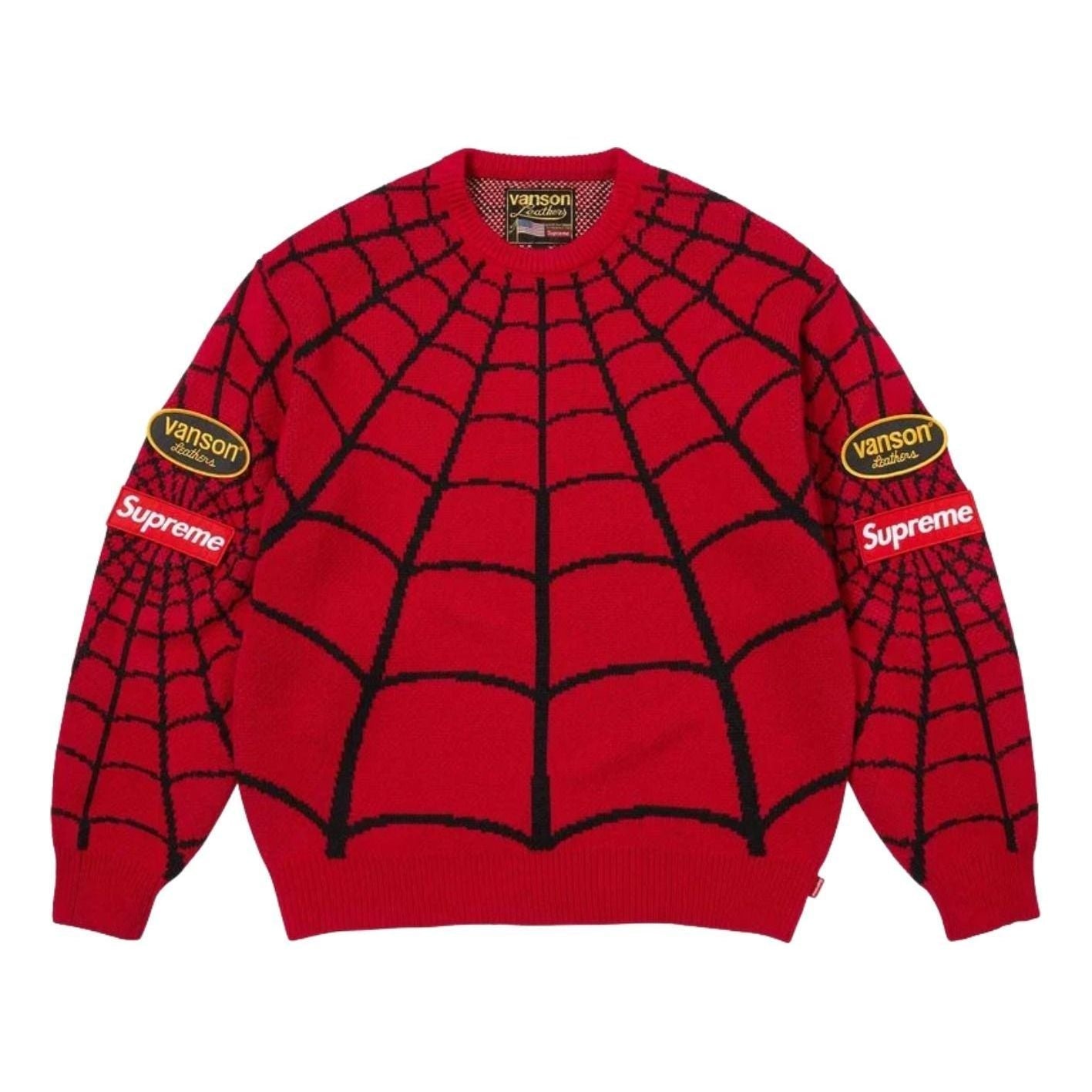 Supreme x Vanson Leathers SS26 Spider-Man Sweater 'Red' SUP-SS26-302-RED