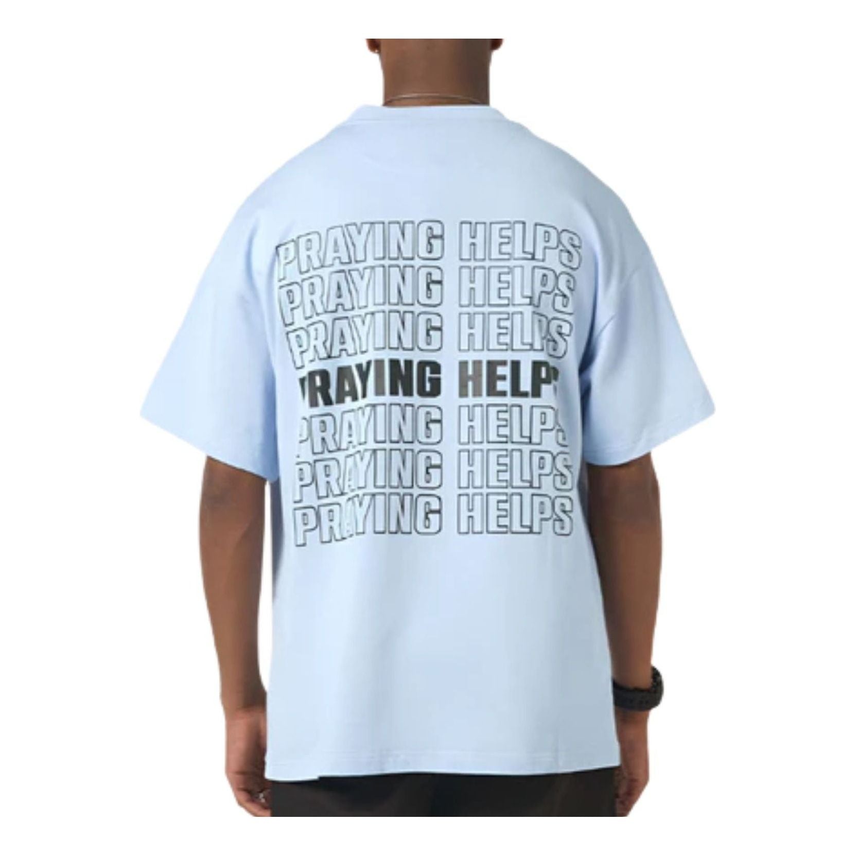House of Cenmar Praying Helps Print T-Shirt 'Sky Blue' HOC-HBM