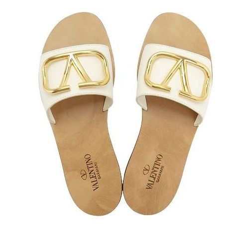 (WMNS) Valentino Calfskin Point Vlogo Signature Slide 'Ivory' S0M21HWS098