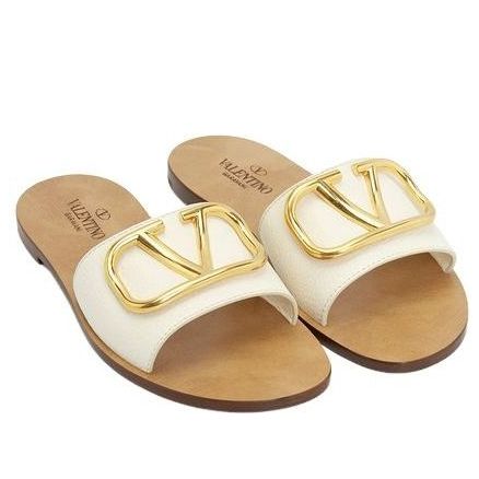 (WMNS) Valentino Calfskin Point Vlogo Signature Slide 'Ivory' S0M21HWS098