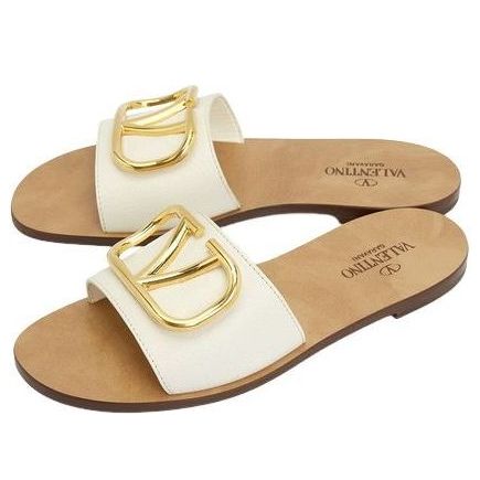 (WMNS) Valentino Calfskin Point Vlogo Signature Slide 'Ivory' S0M21HWS098