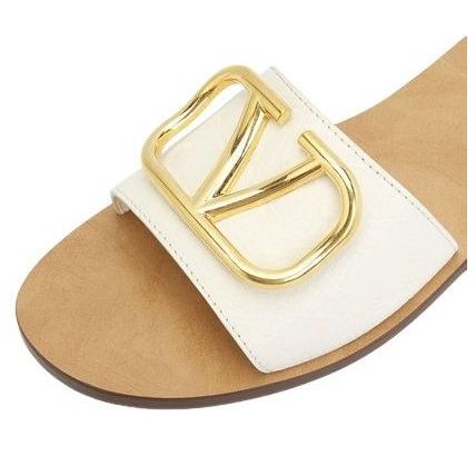 (WMNS) Valentino Calfskin Point Vlogo Signature Slide 'Ivory' S0M21HWS098