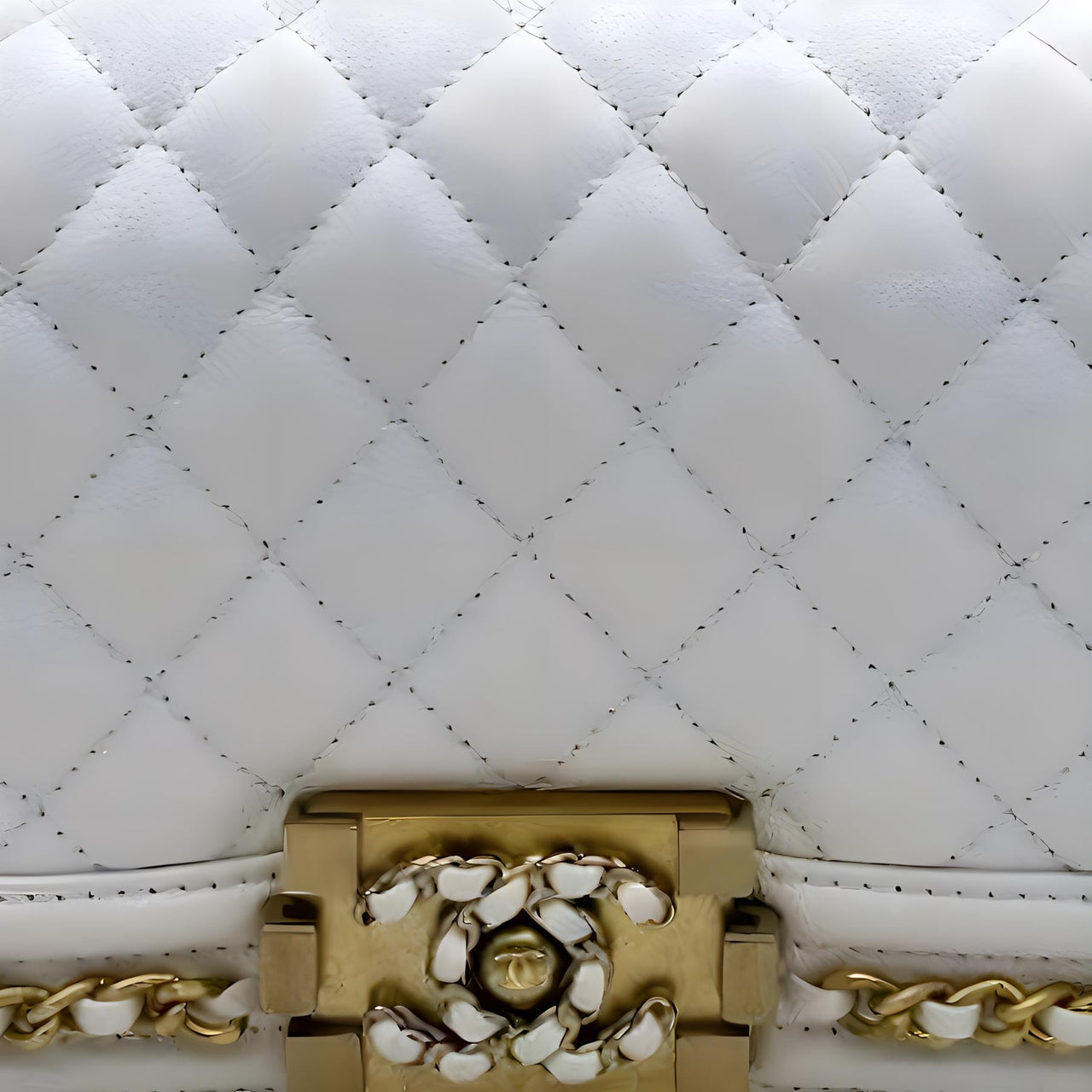 CHANEL LEBOY Cow Leather Flap Bag, Crossbody Bag, Shoulder Bag Women's White