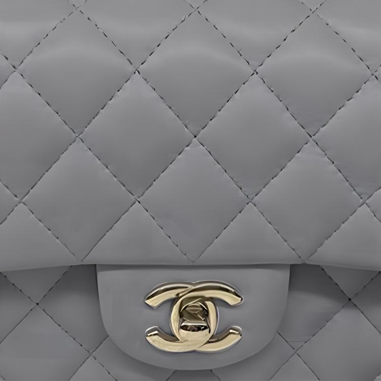 CHANEL Lambskin & Metal Shoulder Bag, Crossbody Bag Mini Women's Gray