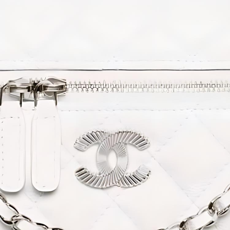 CHANEL Calfskin Shoulder Bag Crossbody Bag Handbag Women's White