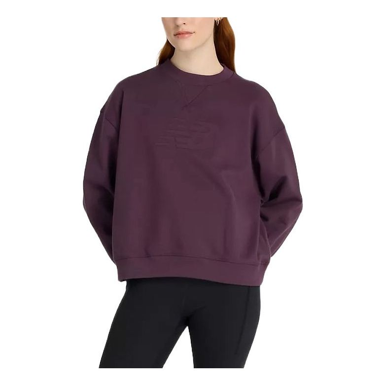 (WMNS) New Balance Embossed Logo French Terry Crewneck Sweatshirt 'Plum Brown' WT43535-PLN