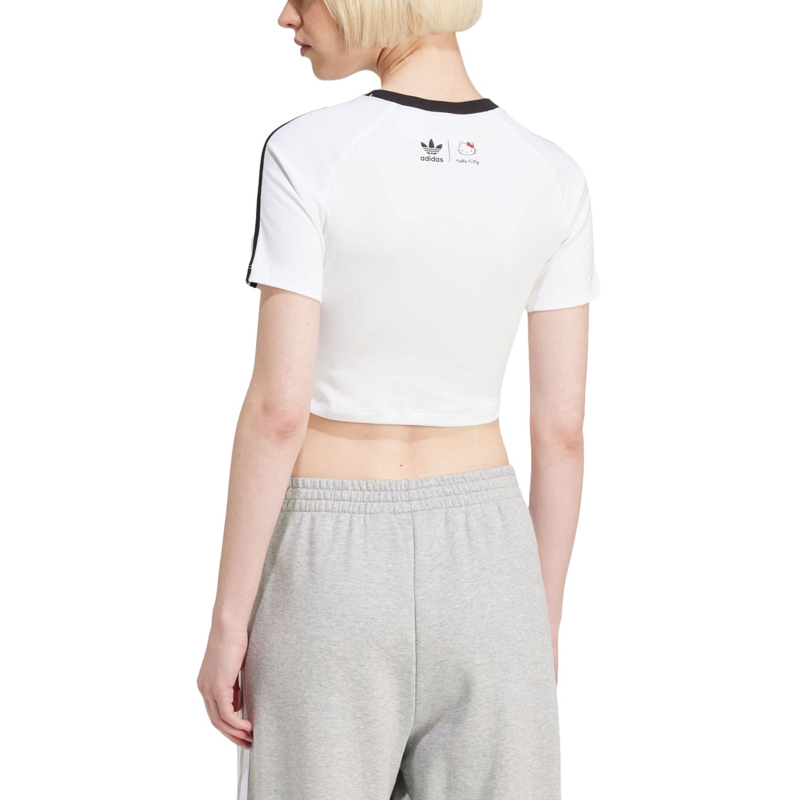 (WMNS) adidas x Hello Kitty 3-Stripes Crop T-shirt Asia Sizing 'White' IX7879