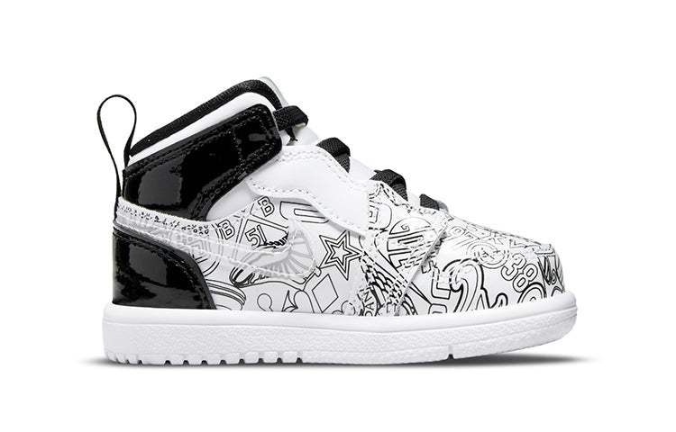 (TD) Air Jordan 1 Mid Alt SE 'White Black Graffiti' DH9682-100