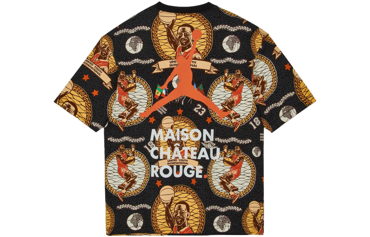 Air Jordan x Maison Chateau Rouge Crossover Pattern Full Print Short Sleeve Asia Edition Black DJ9769-010