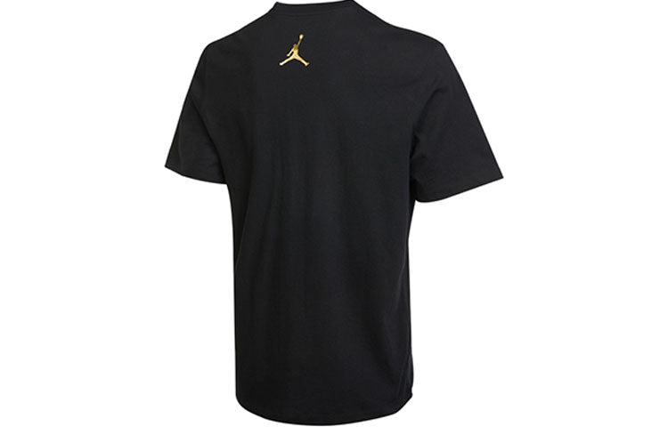 Men's Air Jordan Alphabet Shoes Printing Round Neck Casual Short Sleeve Black T-Shirt DV9719-010