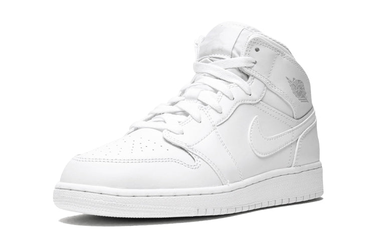 (GS) Air Jordan 1 Retro Mid 'Triple White' 554725-104