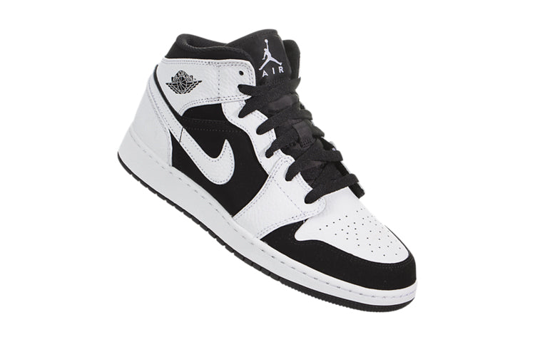 (GS) Air Jordan 1 Retro Mid 'White Black' 554725-113