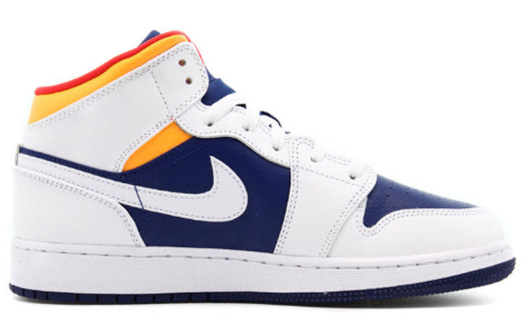 (GS) Air Jordan 1 Mid 'White Deep Royal Blue' 554725-131