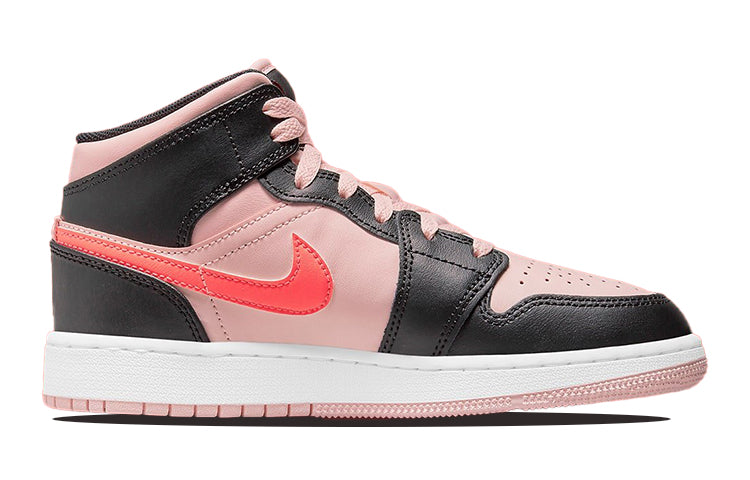 (GS) Air Jordan 1 Mid 'Black Pink Crimson' 554725-604