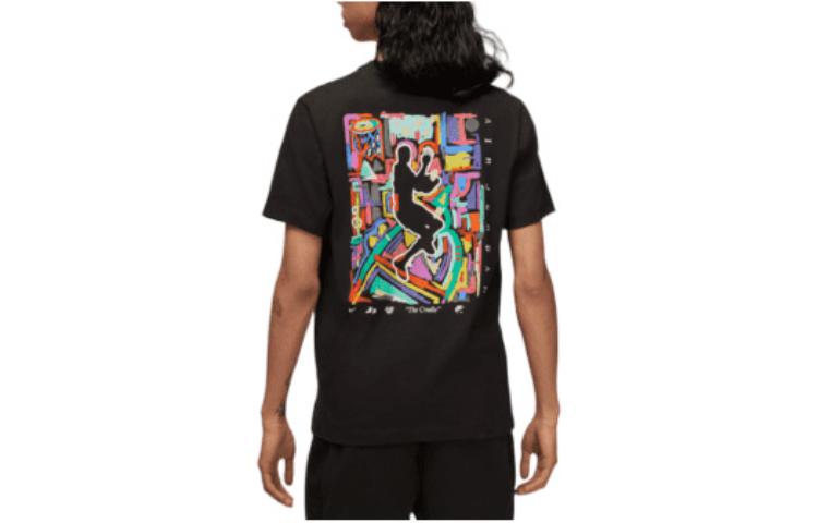 Air Jordan Brand Multi-Color Logo Printing Round Neck Short Sleeve Black DM3079-010