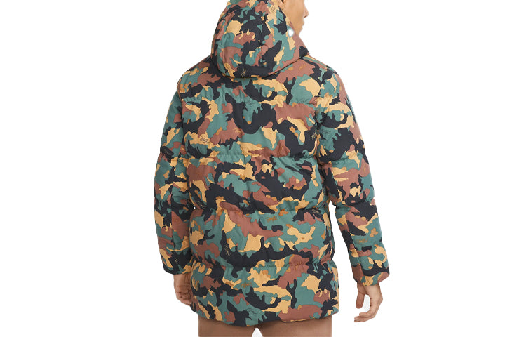 Air Jordan Casual Stay Warm Printing hooded down Jacket Camouflage Green DC9680-333