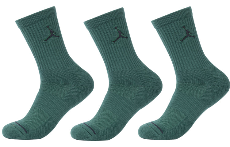 Air Jordan Everyday Max Crew Basketball Casual Sports Breathable Sports Socks Couple Style 3 Pairs Gray Green SX5545-333