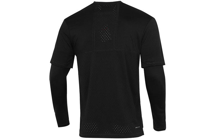 Men's Air Jordan Casual Sports Round Neck Colorblock Long Sleeves Black T-Shirt DH9084-010