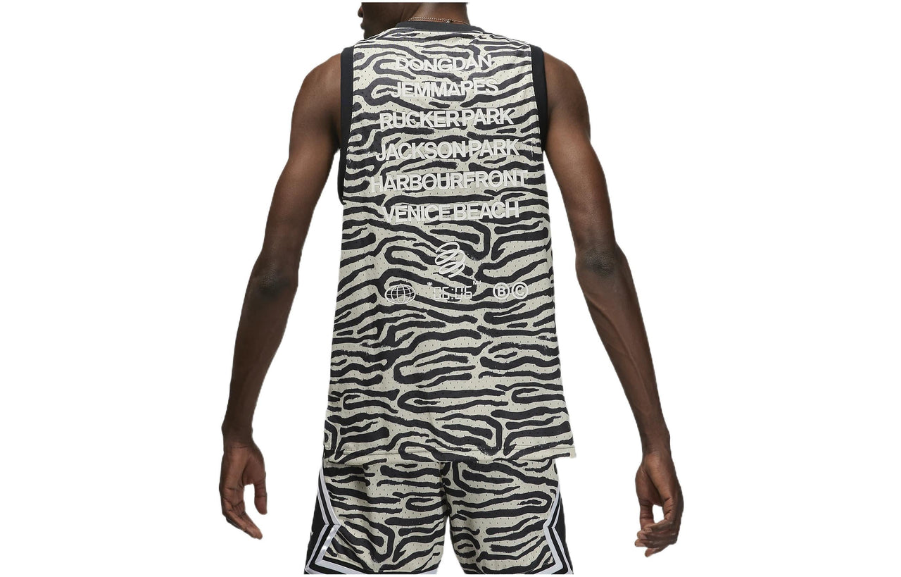 Men's Air Jordan Irregular Texture Alphabet Printing Mesh Training Sports Pearl White Vest DM1825-219