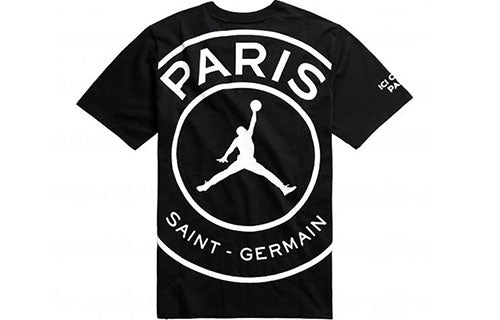 Air Jordan X PSG Crossover Paris Saint-Germain jump man Large LOGO Short Sleeve Black BQ4273-010