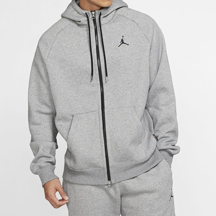 Men's Air Jordan Hooded Fleece Lined Gray Jacket CD8734-091