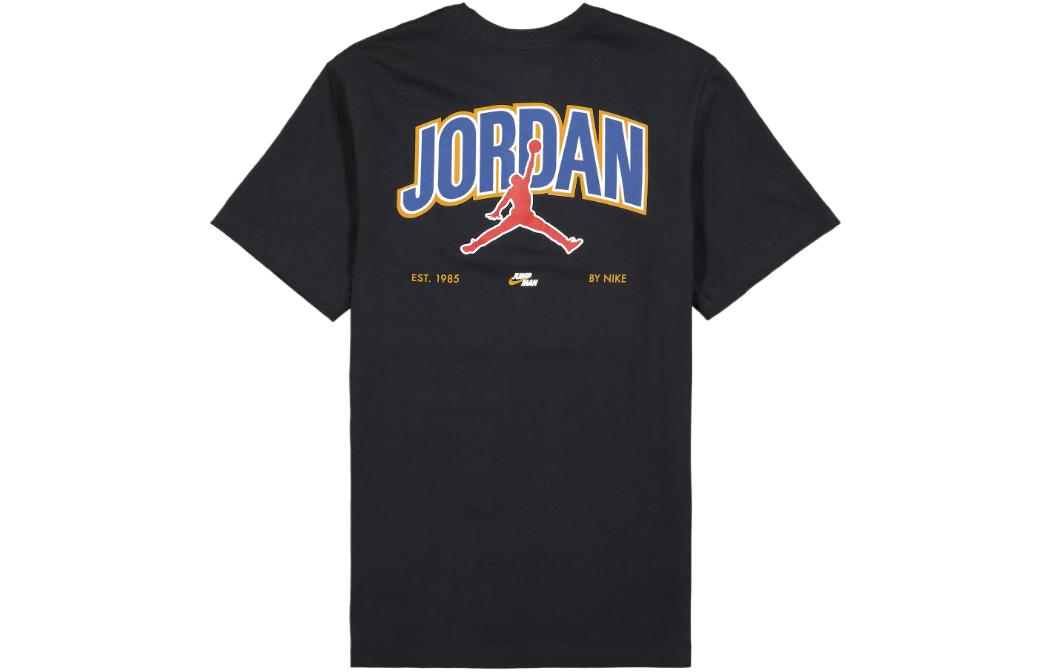 Men's Air Jordan Alphabet Large Logo Printing Sports Round Neck Short Sleeve Black T-Shirt DM3217-010