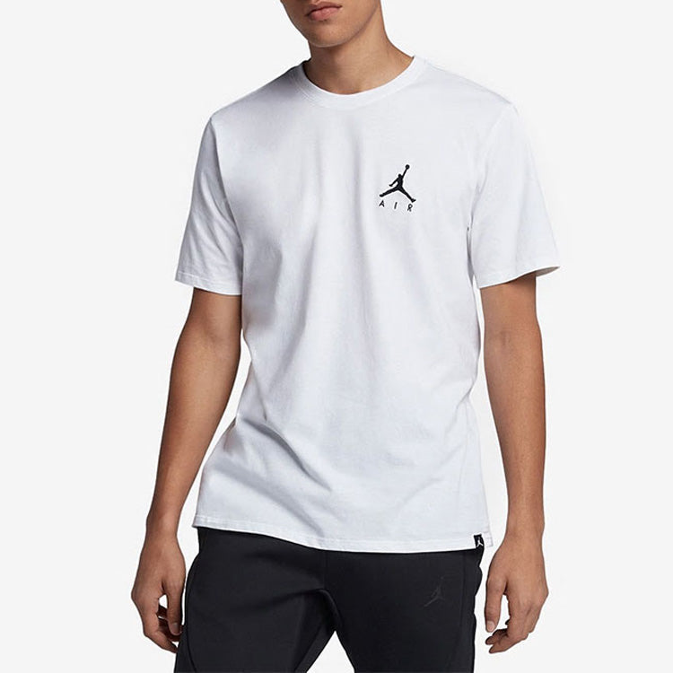 Men's Air Jordan Solid Color Logo Casual Sports Short Sleeve White T-Shirt DA6800-100