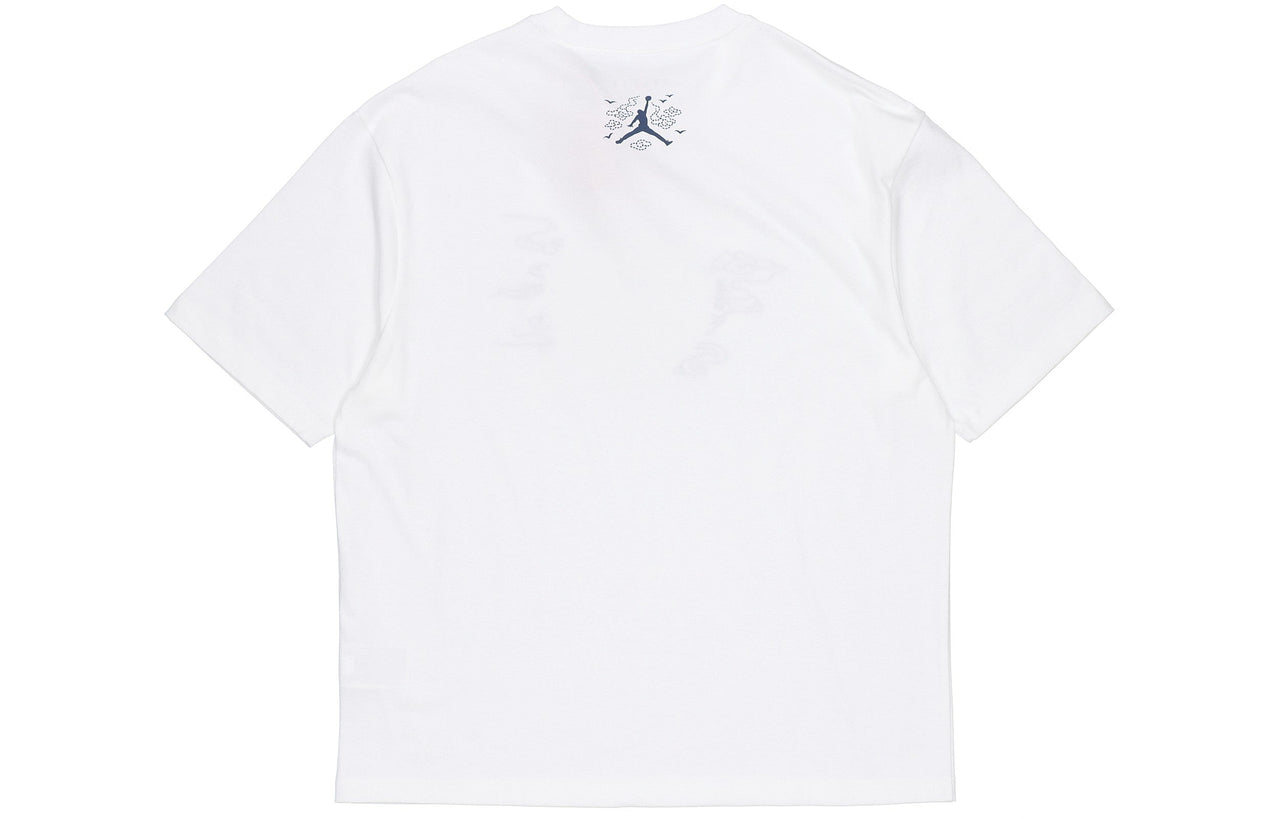 Men's Air Jordan Printing Round Neck Pullover Short Sleeve White T-Shirt DO4089-100