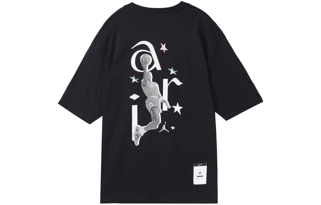 Men's Air Jordan Alphabet Character Printing Casual Short Sleeve Black T-Shirt DM1455-010