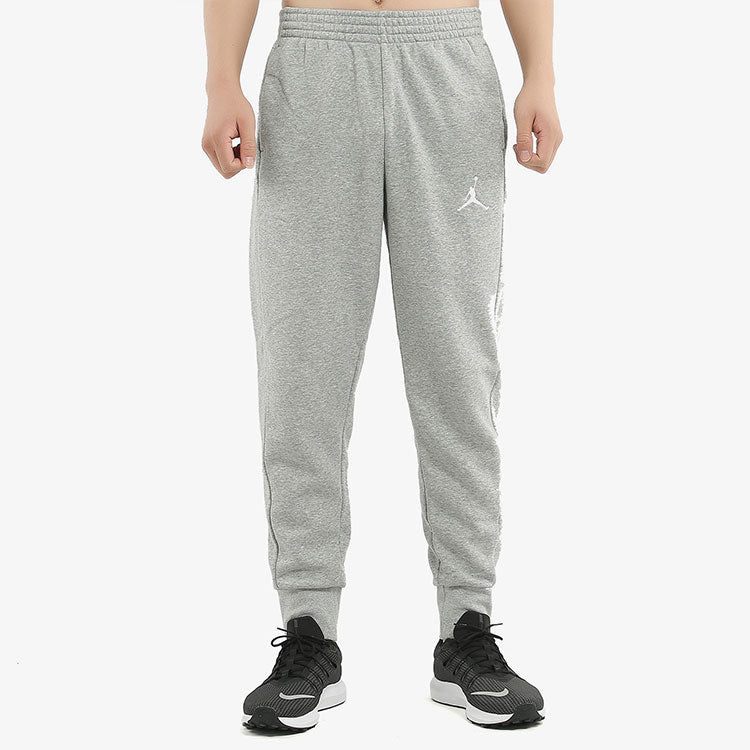 Men's Air Jordan Flight Fleece Embroidered Logo Fleece Lined Bundle Feet Sports Pants/Trousers/Joggers Gray AH3933-064