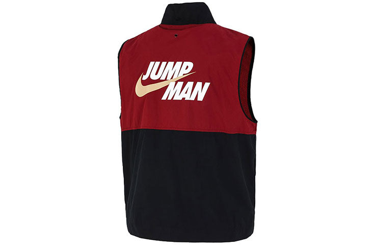 Air Jordan Casual Alphabet Printing Zipper Splicing vest Red DC7305-677