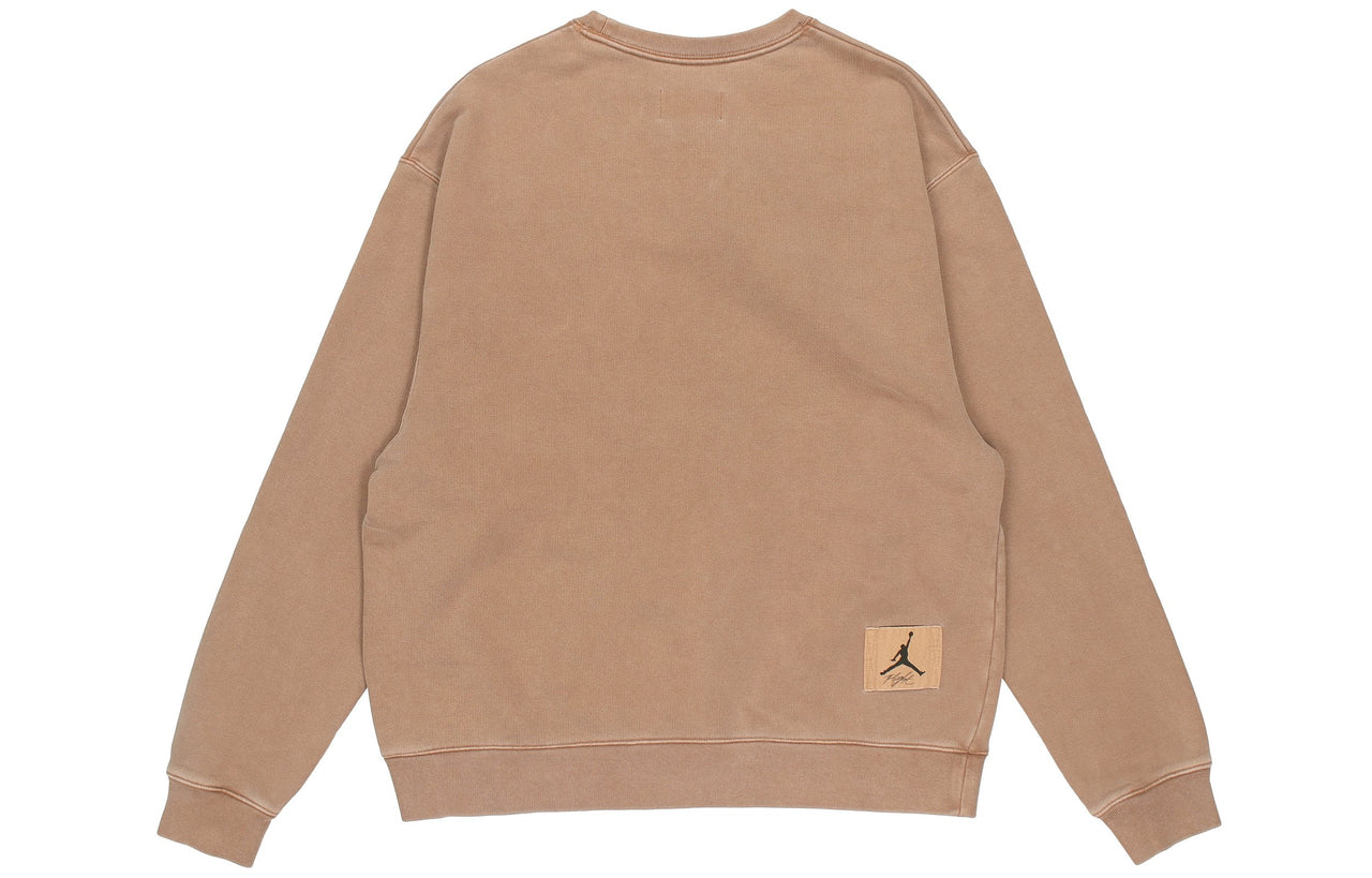 Men's Air Jordan As J Flt Hrtg Flc Crew Embroidered Logo Sports Knit Pullover Round Neck Autumn Beige DO2308-256