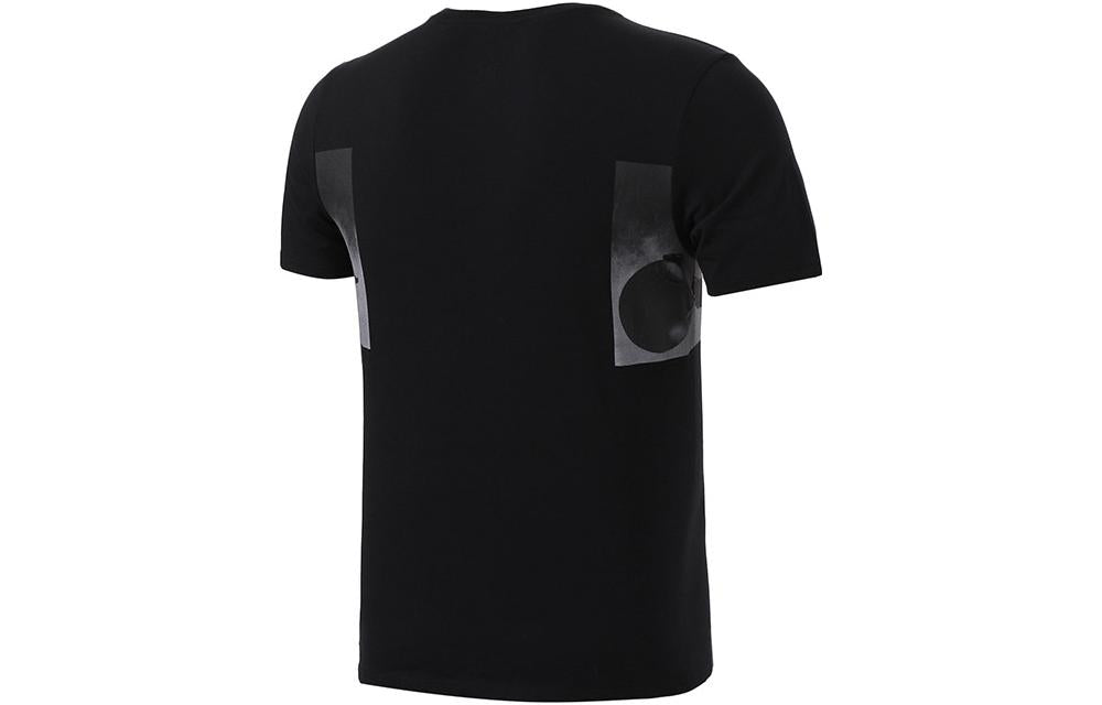 Men's Air Jordan Character Printing Round Neck Pullover Short Sleeve Black T-Shirt 862432-010