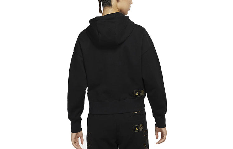 (WMNS) Air Jordan Logo Printing Pullover Hoodie Black CW3926-010