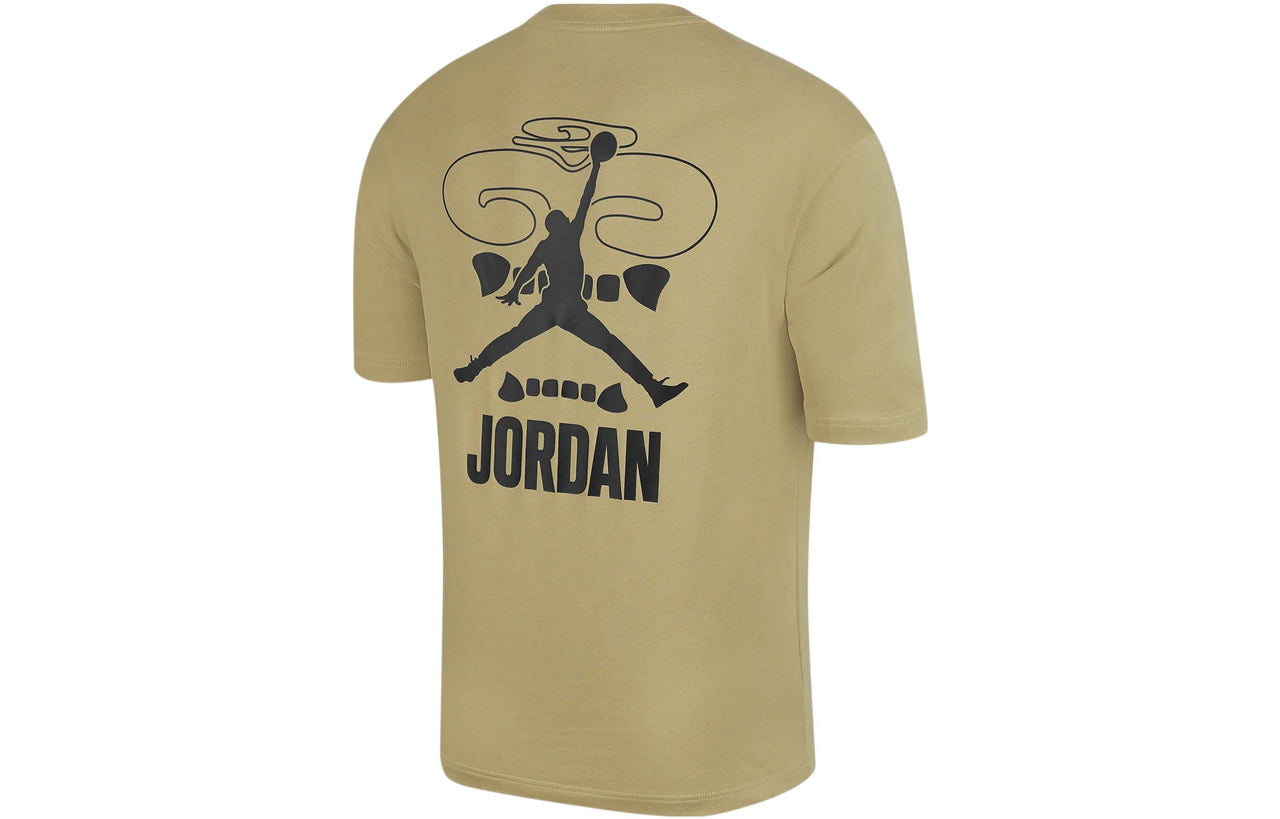 Men's Air Jordan Logo Alphabet Printing Round Neck Cotton Short Sleeve Green T-Shirt DX5970-718