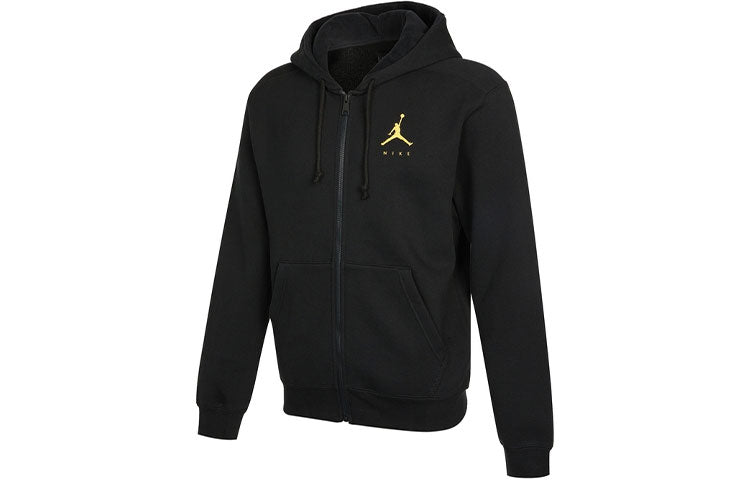 Men's Air Jordan Logo Casual Fleece Lined Hooded Thicken Sports Long Sleeves Black Jacket DC9607-010