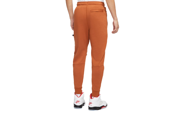 Men's Air Jordan Zion Performance Alphabet Embroidered Solid Color Bundle Feet Sports Brown Pants DJ5874-246